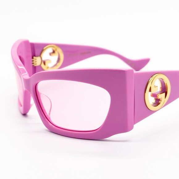 NEW GUCCI GG1412S 003 PINK SHIELD WOMEN SUNGLASSES GUCCI - Picture 8 of 12